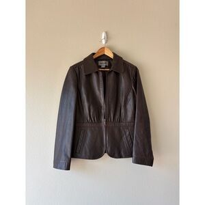 Ann Taylor butter soft brown leather jacket